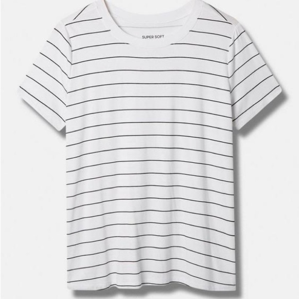 Torrid 00 Black and White Stripe Perfect Super Soft Crew Neck Tee
